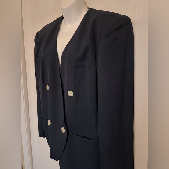 JONES NY Navy Blue Collarless Jacket Sz 14 - Picture 2 of 6